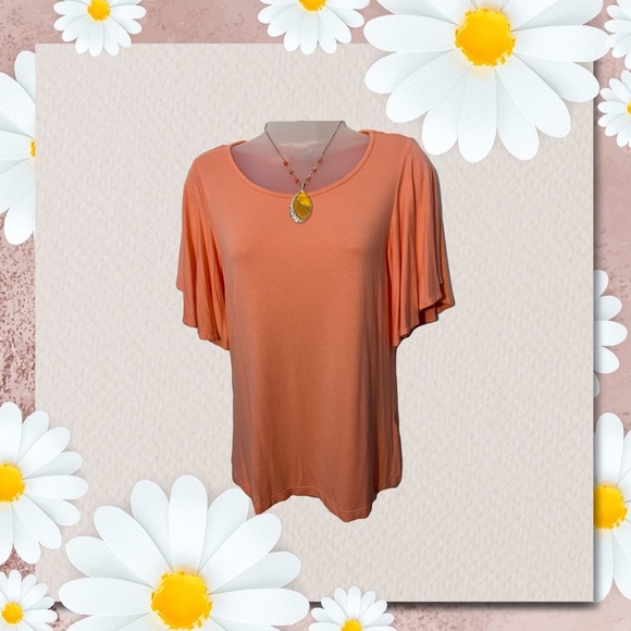 *SOLD*APT.9-Women’s Coral Short Sleeve Bell Top. XS - Picture 1 of 11